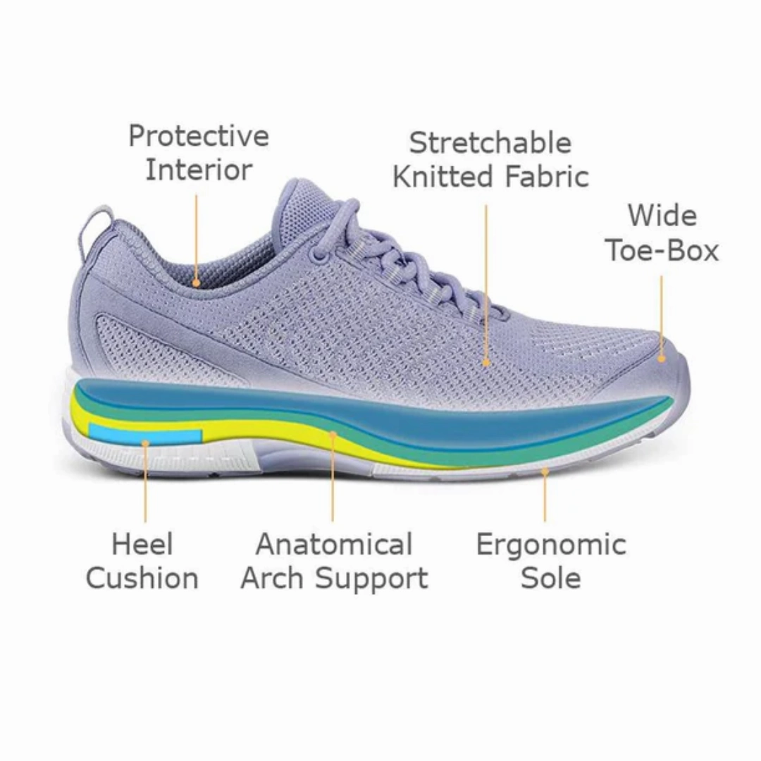 Orthofeet - Women - Coral Stretch Knit - Lavender Orthofeet comfortable shoe looks