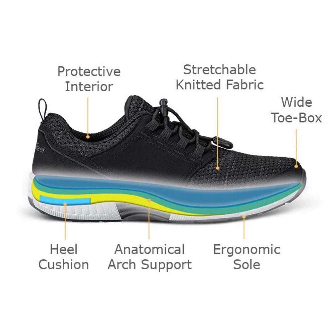 Orthofeet - Women - Francis No-Tie - Black Orthofeet comfortable shoe looks