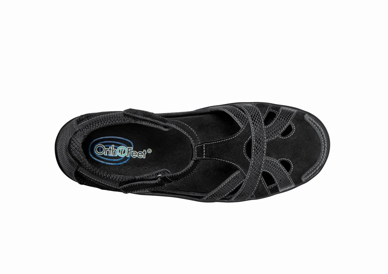 Orthofeet - Women - Juno - Black Orthofeet comfortable shoe looks