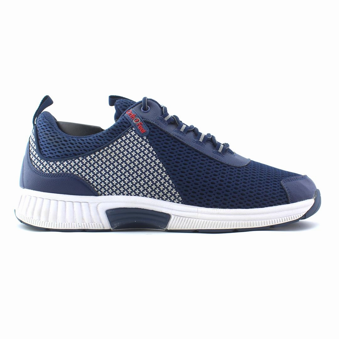 Orthofeet -Men - Edgewater Stretch - Blue (EX) Orthofeet comfortable shoe looks