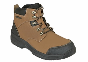 Orthofeet Men Granite Work Boots - Camel Orthofeet comfortable support shoes