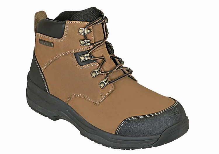 Orthofeet Men Granite Work Boots - Camel Orthofeet comfortable support shoes
