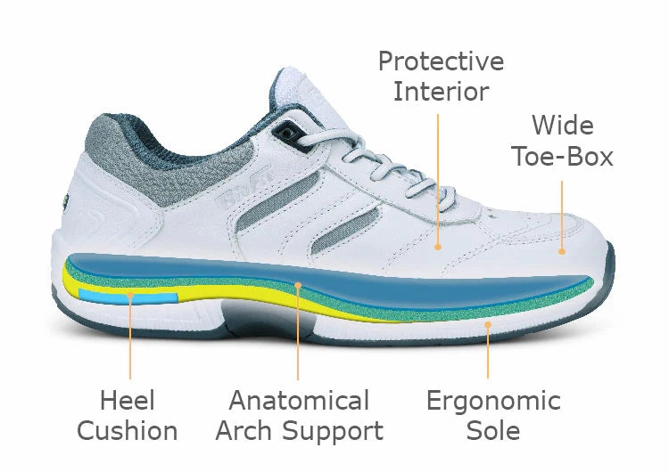 Orthofeet Men Pacific Palisades - White Orthofeet comfortable shoe looks