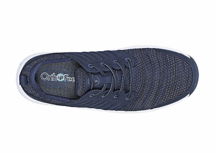 Orthofeet Men Tacoma Stretch Knit - Blue Orthofeet comfortable shoe looks
