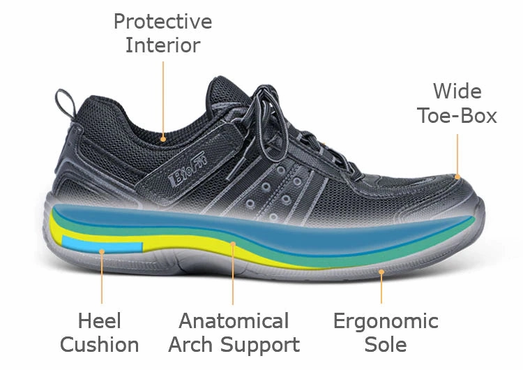 Orthofeet Monterey Bay Tie-Less - Black Orthofeet comfortable shoe looks