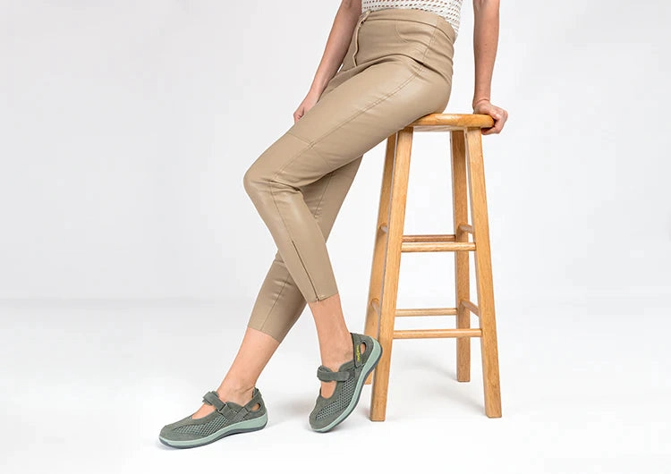 Orthofeet Women - Sanibel Heel Strap - Olive Gray Orthofeet comfortable shoe looks