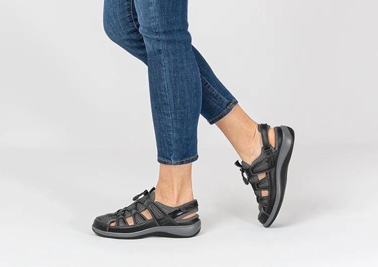 Orthofeet Women - Verona Heel Strap - Black Orthofeet comfortable shoe looks
