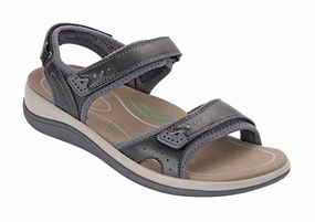 Orthofeet Women Malibu Two Way Strap - Black Orthofeet comfortable support shoes