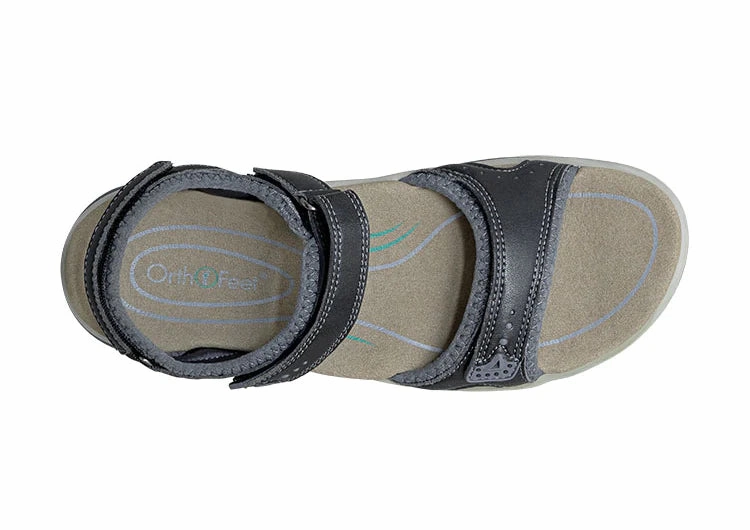 Orthofeet Women Malibu Two Way Strap - Black Orthofeet comfortable shoe looks