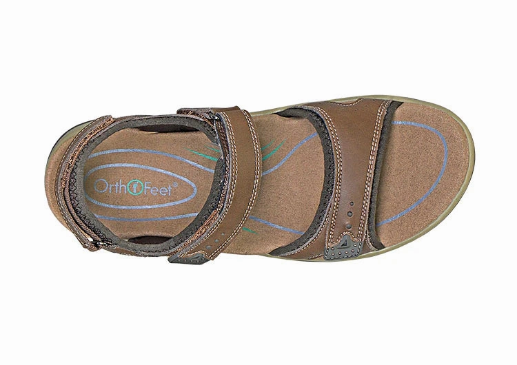 Orthofeet Women Malibu Two Way Strap - Brown Orthofeet comfortable shoe looks