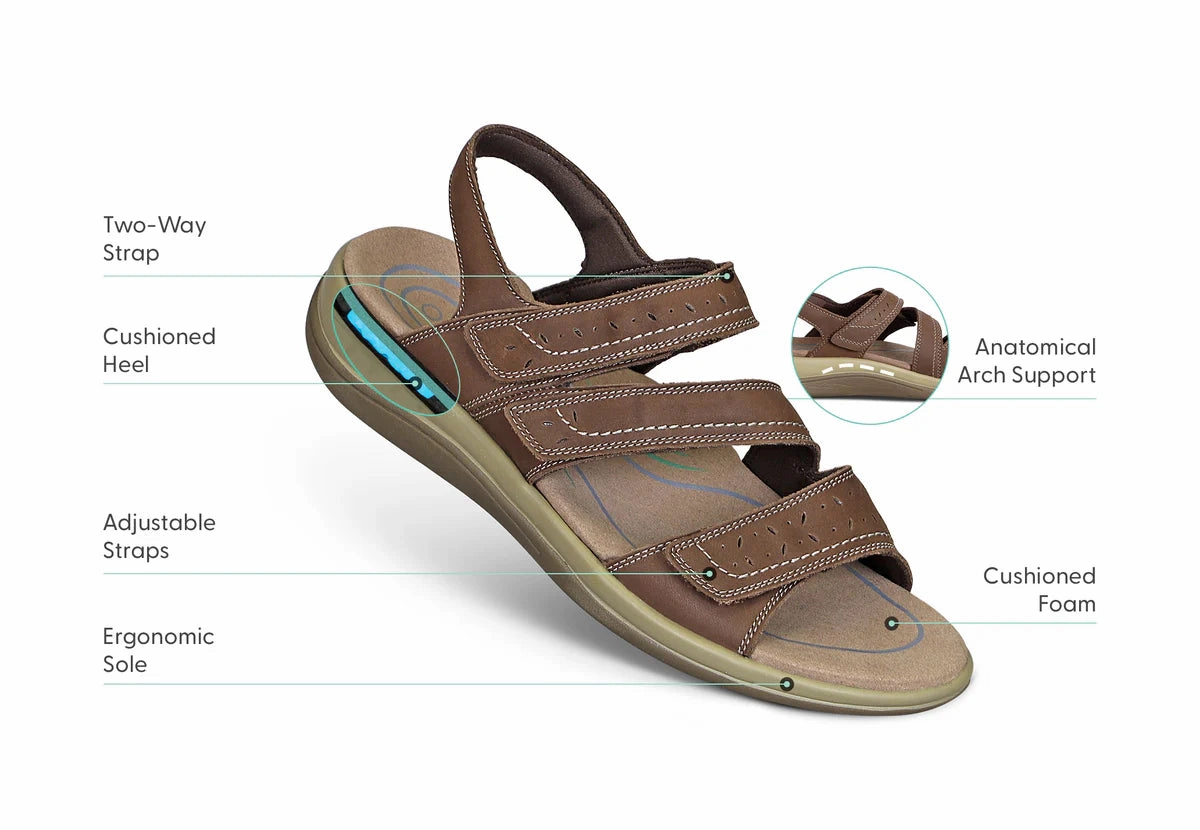 Orthofeet -Women  Naxos Two Way Strap - Bown Orthofeet comfortable shoe looks
