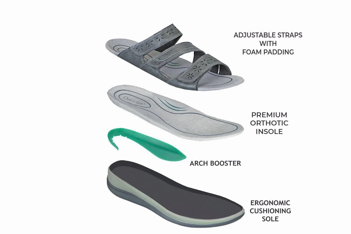ORTHOFEET Women Sahara Gray Orthofeet comfortable shoe looks