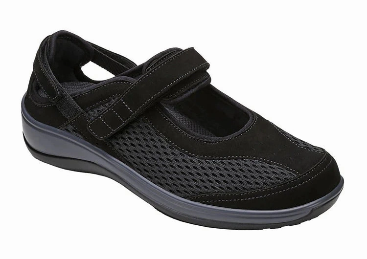 Orthofeet Women Sanibel Heel Strap - Black Orthofeet comfortable support shoes