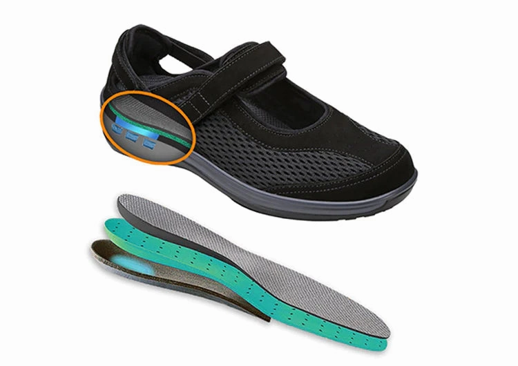Orthofeet Women Sanibel Heel Strap - Black Orthofeet comfortable shoe looks