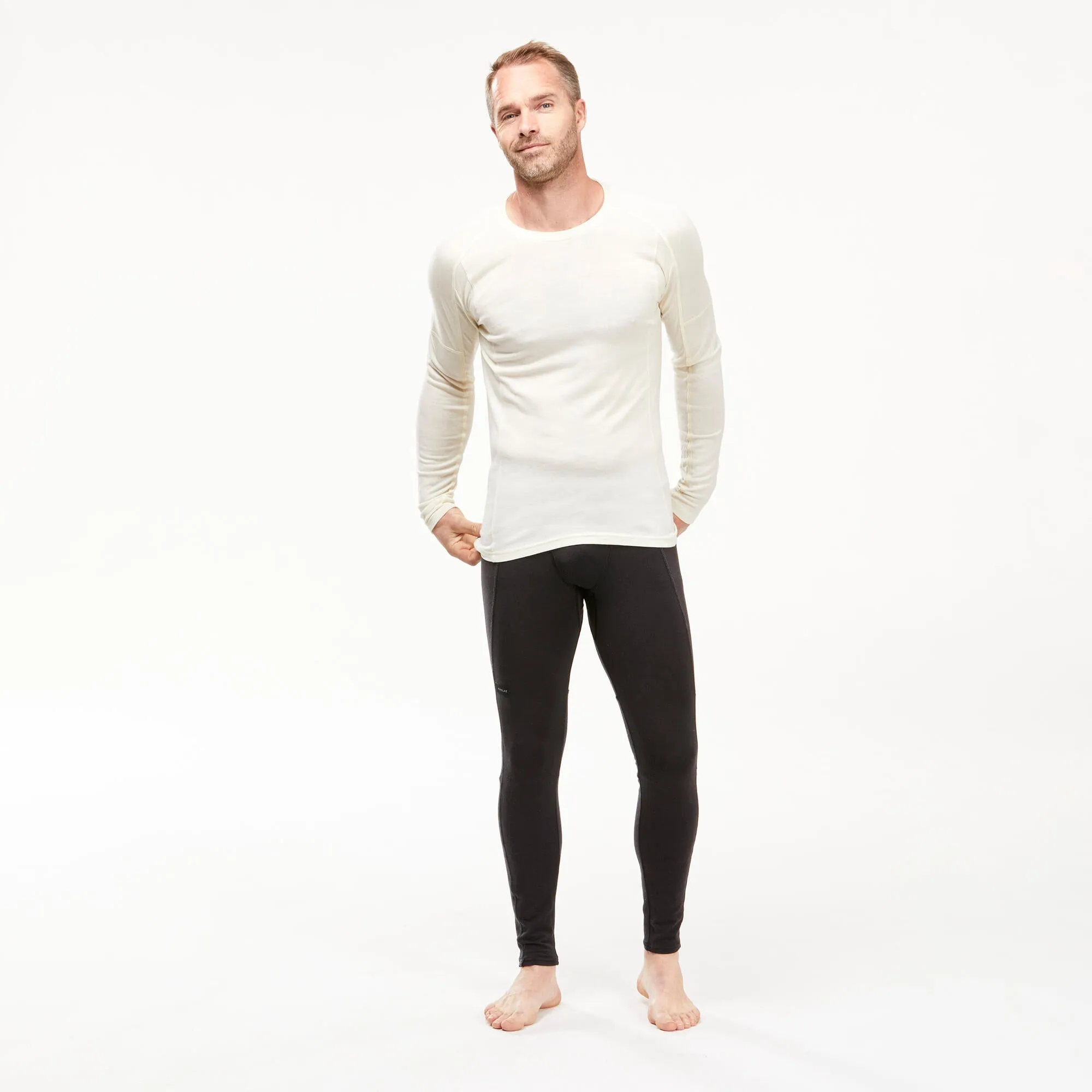 Outdoor Decathlon Clothing Forclaz Men's Mountain Backpacking Merino Wool Base Layer Tights Leggings - MT500