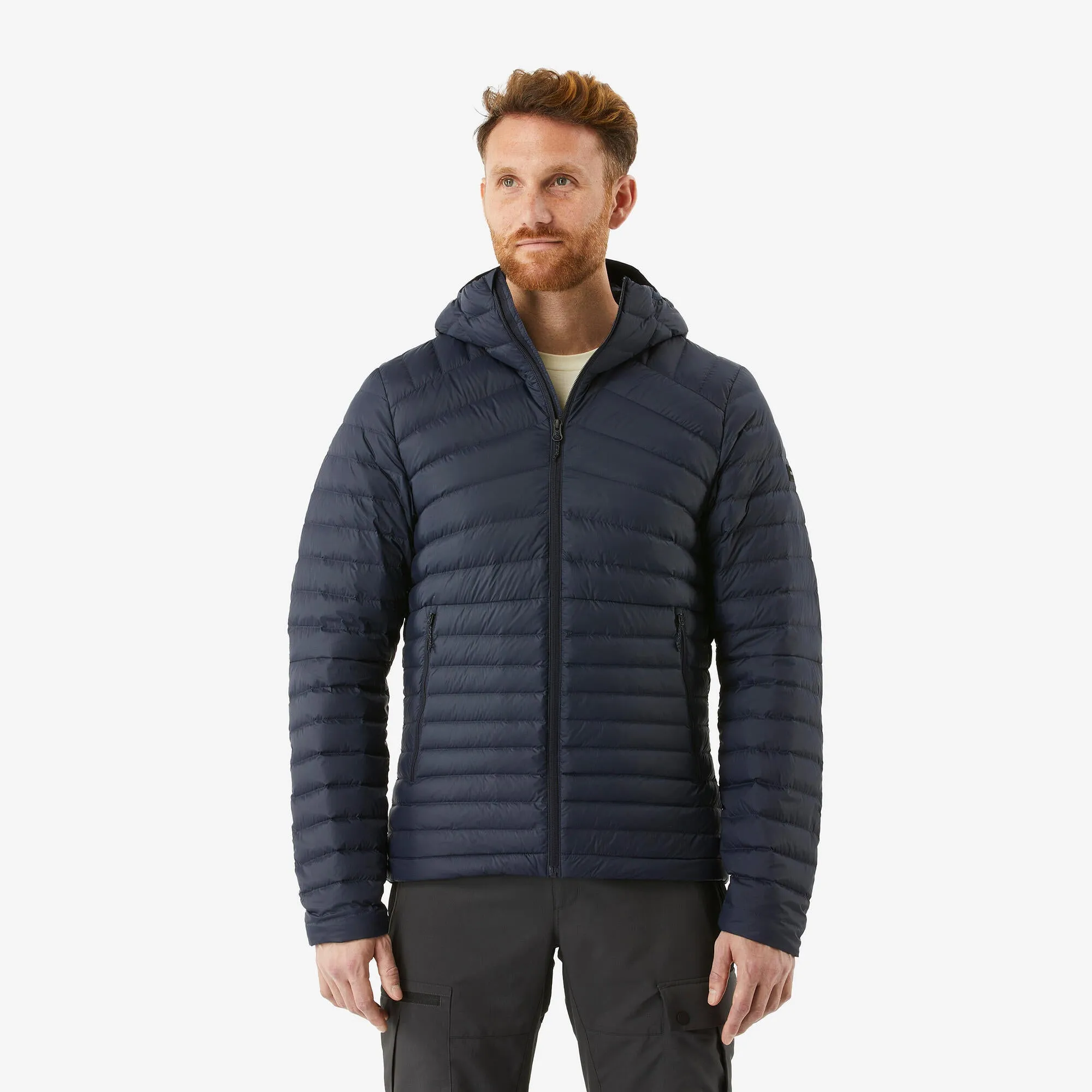 Outdoor Decathlon Clothing Forclaz Men's MT100 Hooded Down Puffer Jacket