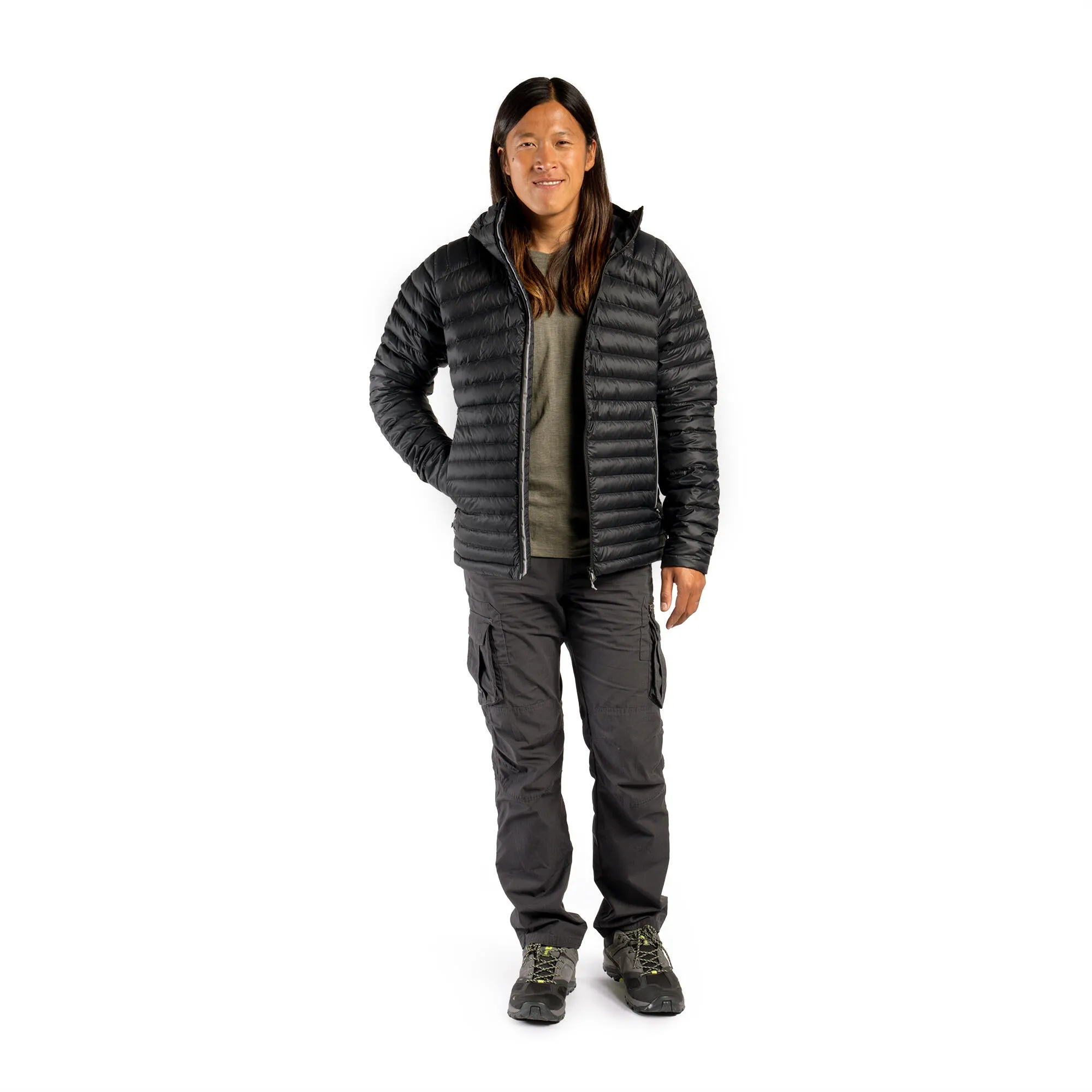 Outdoor Decathlon Clothing Forclaz Men's MT100 Hooded Down Puffer Jacket