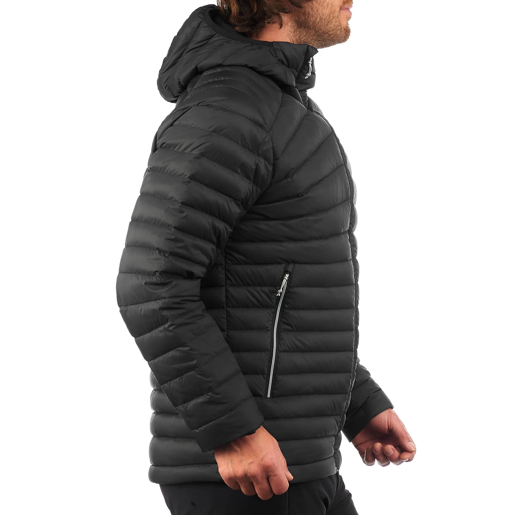 Outdoor Decathlon Clothing Forclaz Men's MT100 Hooded Down Puffer Jacket