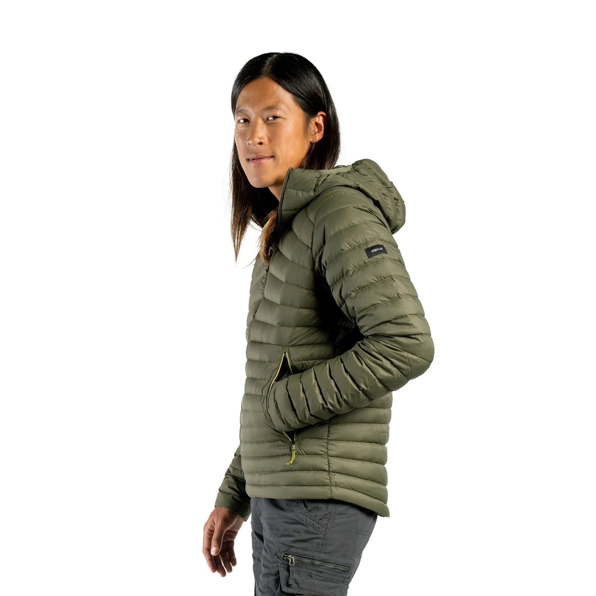 Outdoor Decathlon Clothing Forclaz Men's MT100 Hooded Down Puffer Jacket
