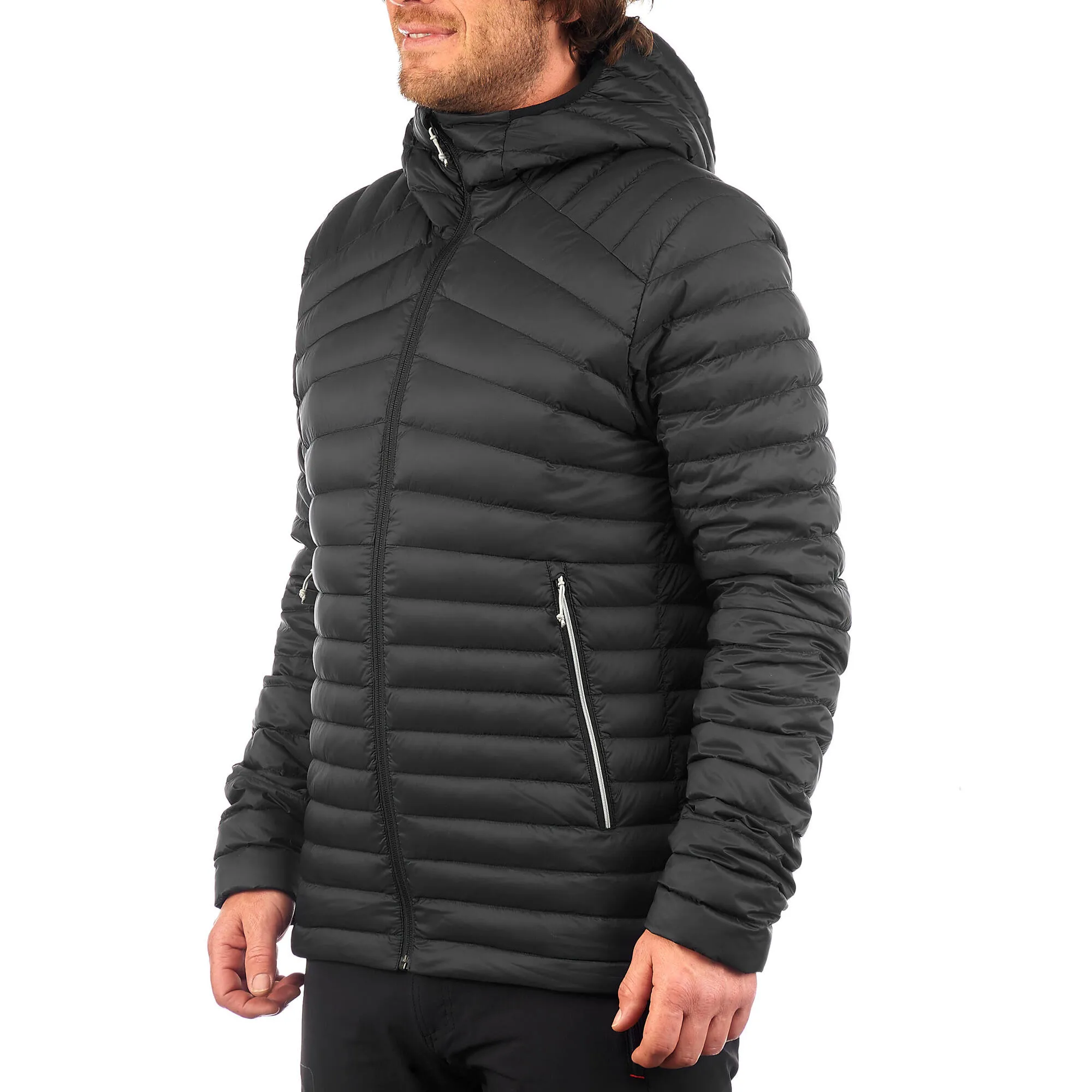 Outdoor Decathlon Clothing Forclaz Men's MT100 Hooded Down Puffer Jacket