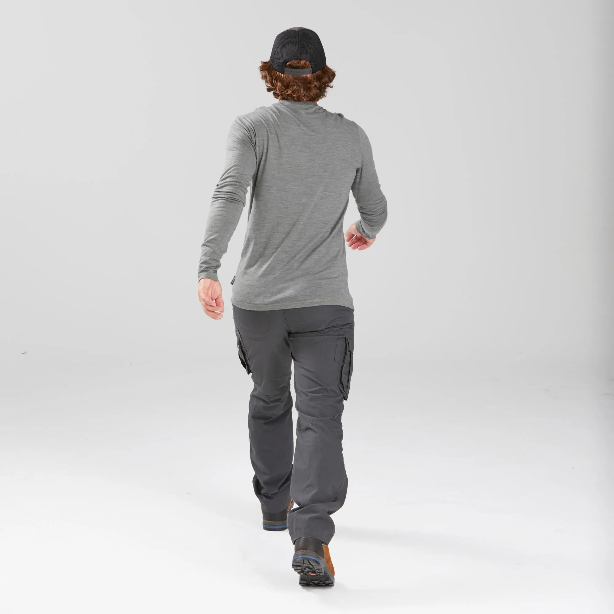 Outdoor Decathlon Clothing Forclaz Men's Travel Backpacking Cargo Pants - TRAVEL 100 Grey