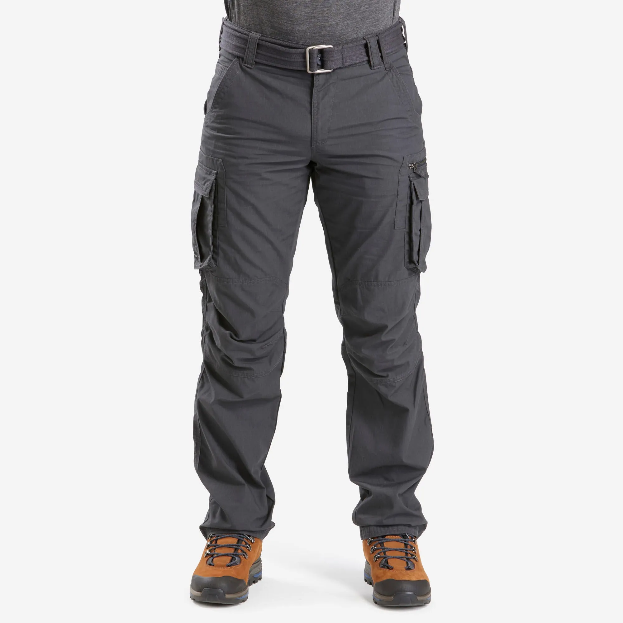 Outdoor Decathlon Clothing Forclaz Men's Travel Backpacking Cargo Pants - TRAVEL 100 Grey