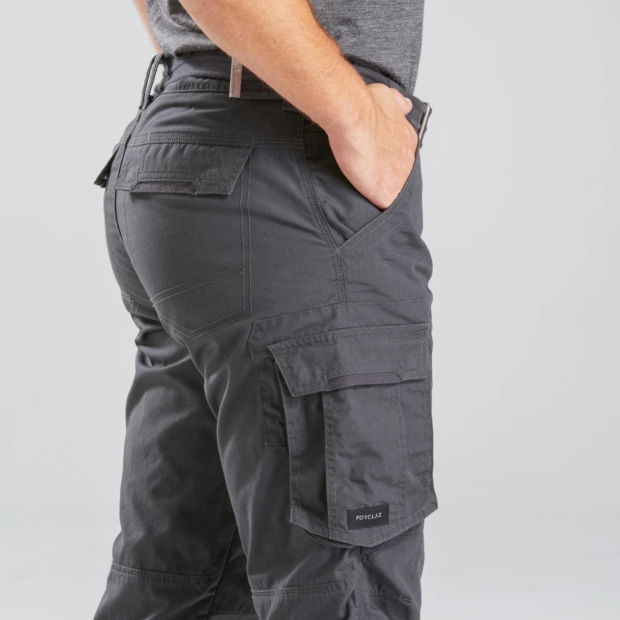 Outdoor Decathlon Clothing Forclaz Men's Travel Backpacking Cargo Pants - TRAVEL 100 Grey