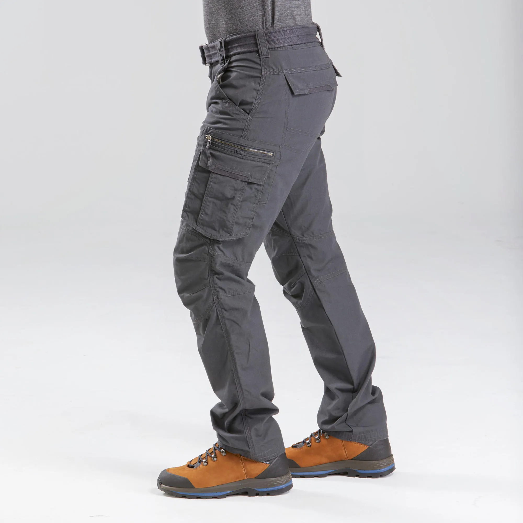 Outdoor Decathlon Clothing Forclaz Men's Travel Backpacking Cargo Pants - TRAVEL 100 Grey