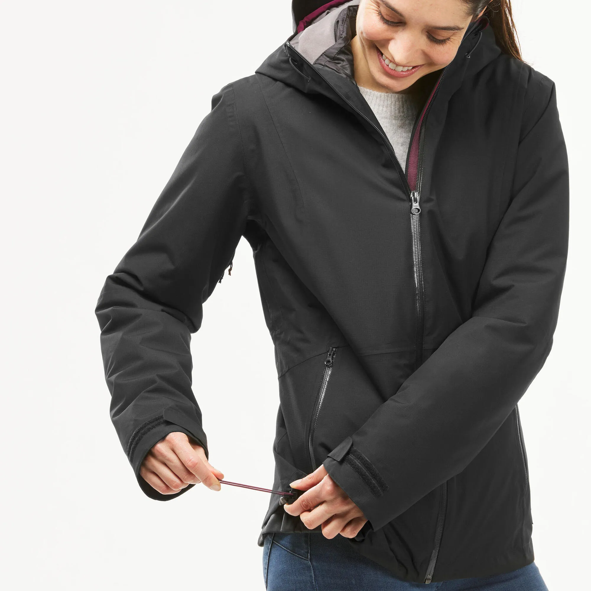 Outdoor Decathlon Clothing Forclaz Women's Travel Backpacking Waterproof 3-in-1 Jacket Travel 500 17.6°F