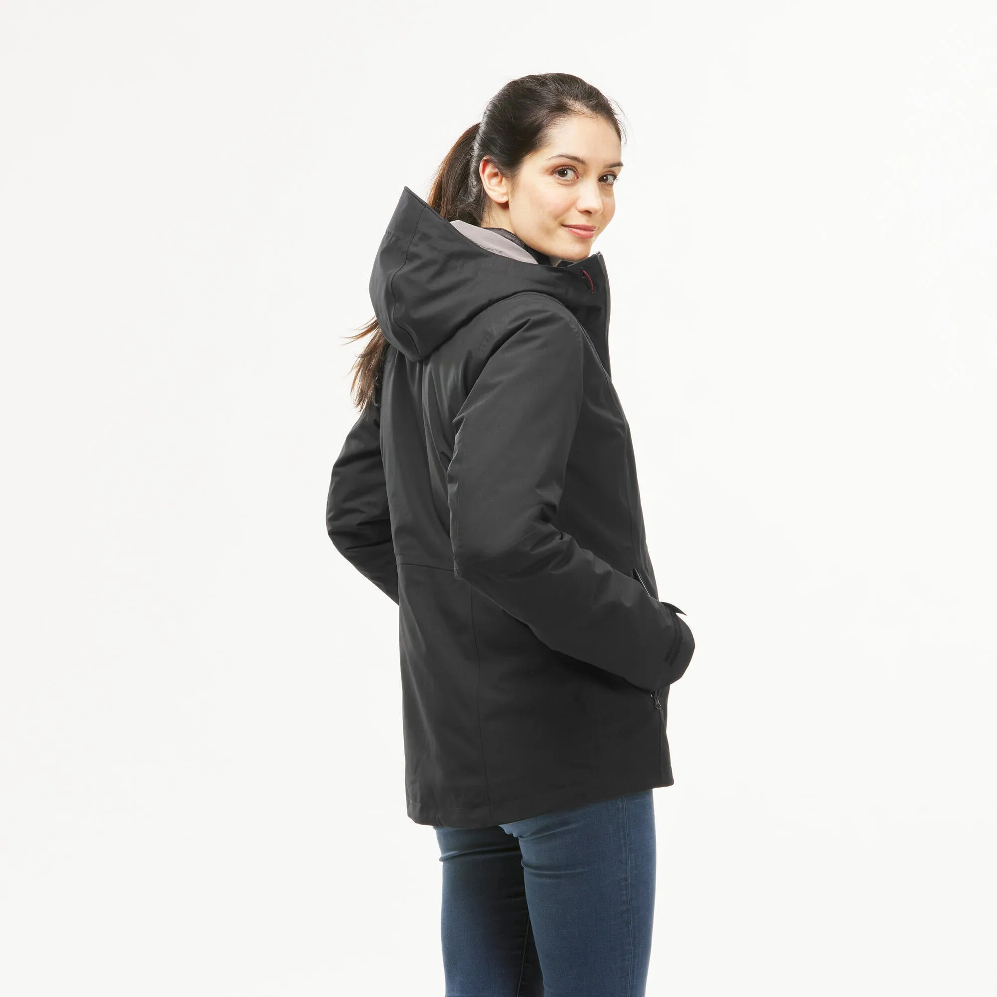 Outdoor Decathlon Clothing Forclaz Women's Travel Backpacking Waterproof 3-in-1 Jacket Travel 500 17.6°F