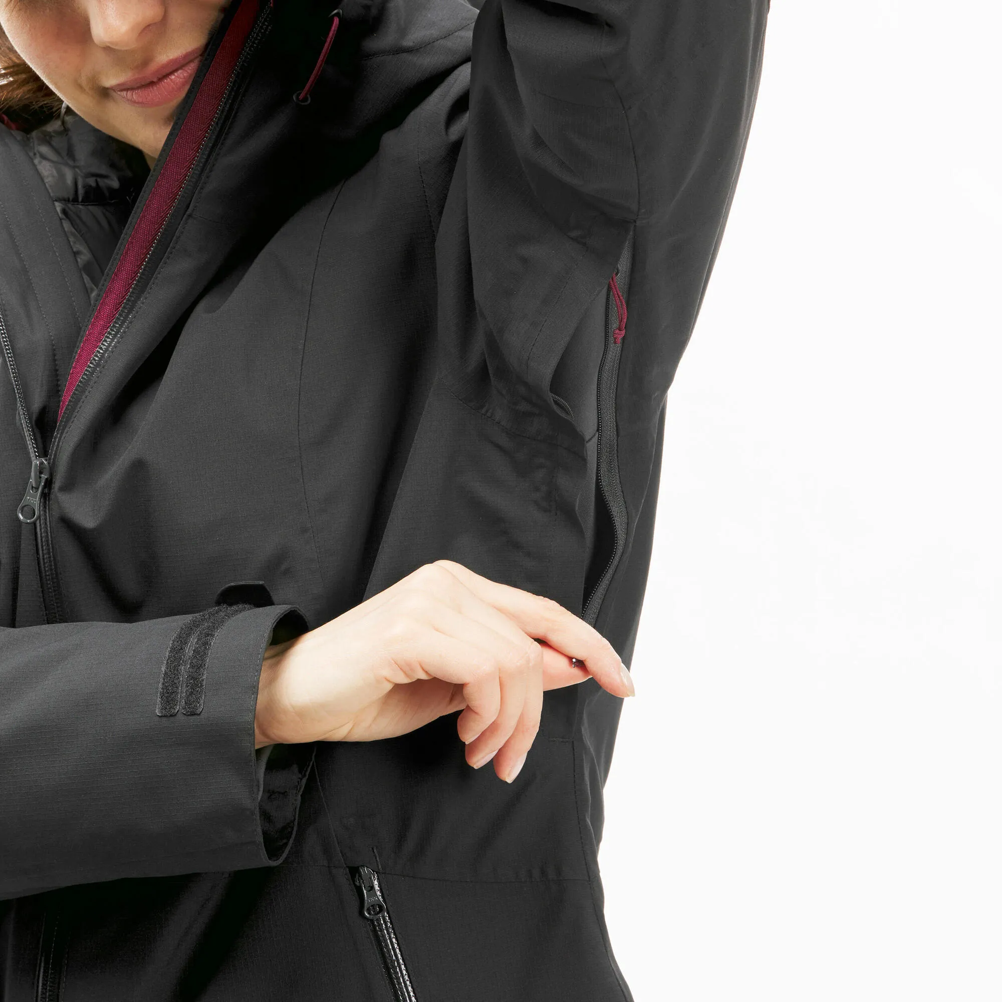 Outdoor Decathlon Clothing Forclaz Women's Travel Backpacking Waterproof 3-in-1 Jacket Travel 500 17.6°F