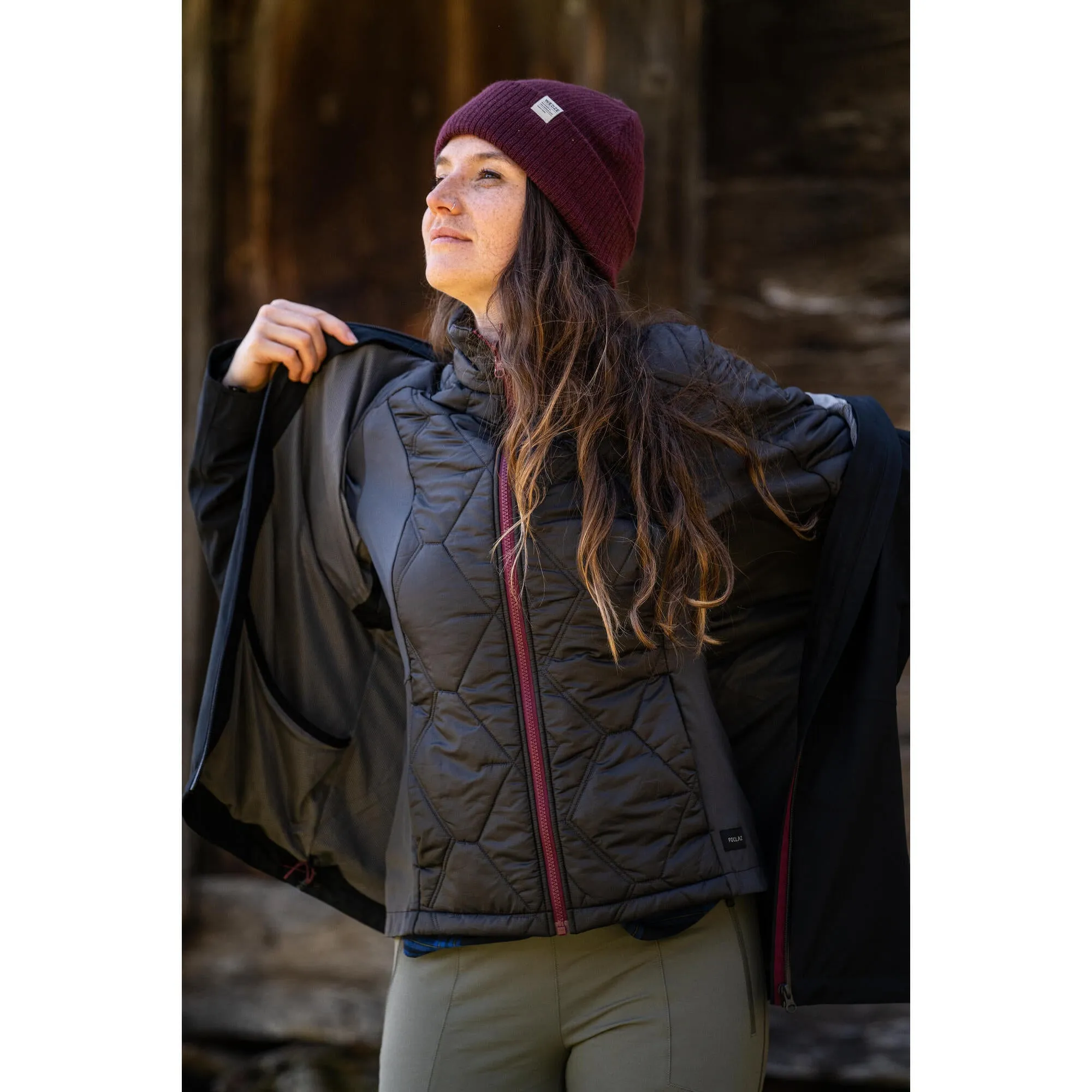 Outdoor Decathlon Clothing Forclaz Women's Travel Backpacking Waterproof 3-in-1 Jacket Travel 500 17.6°F