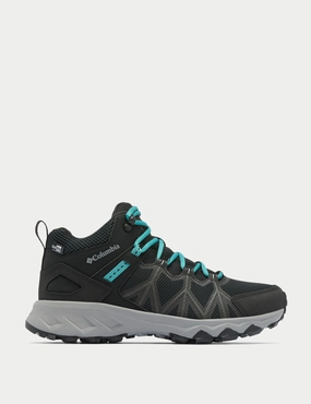 Peakfreak II Mid Outdry Hiking Shoe - Black/Teal Columbia waterproof hiking shoes for rough trails