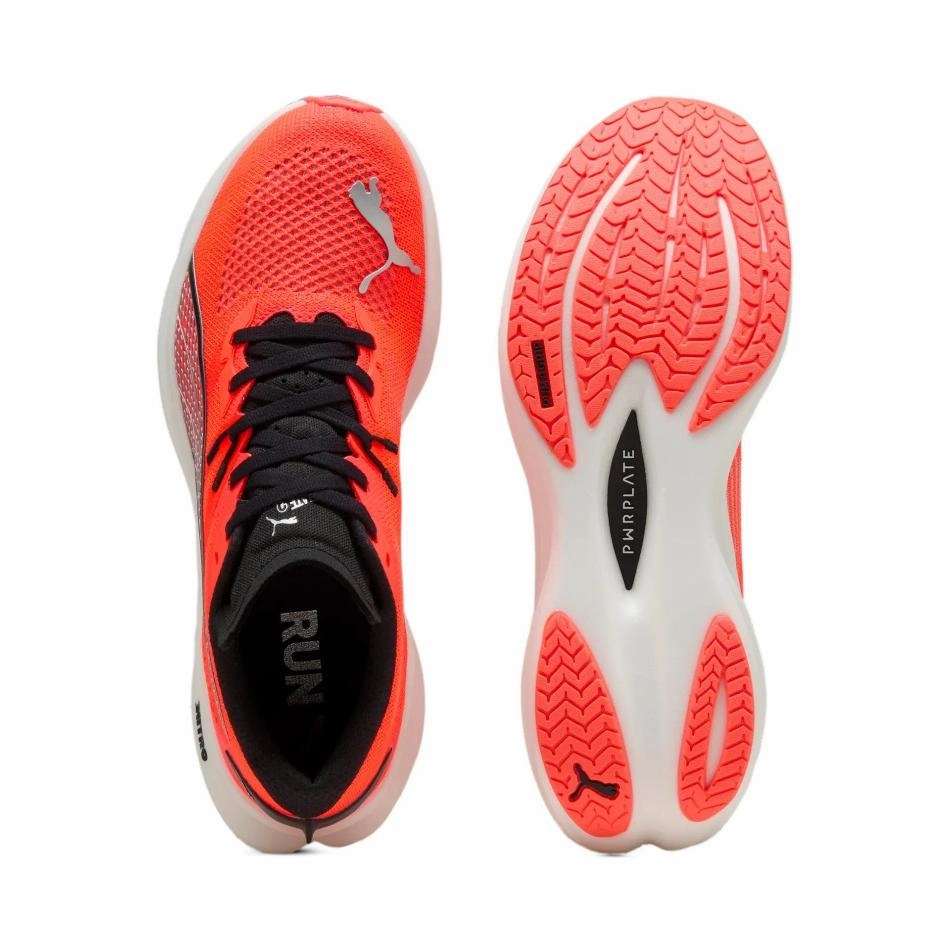 Puma Men's Deviate NITRO 3 Running Shoes in Glowing Red/PUMA Black SS25 Puma responsive running shoes
