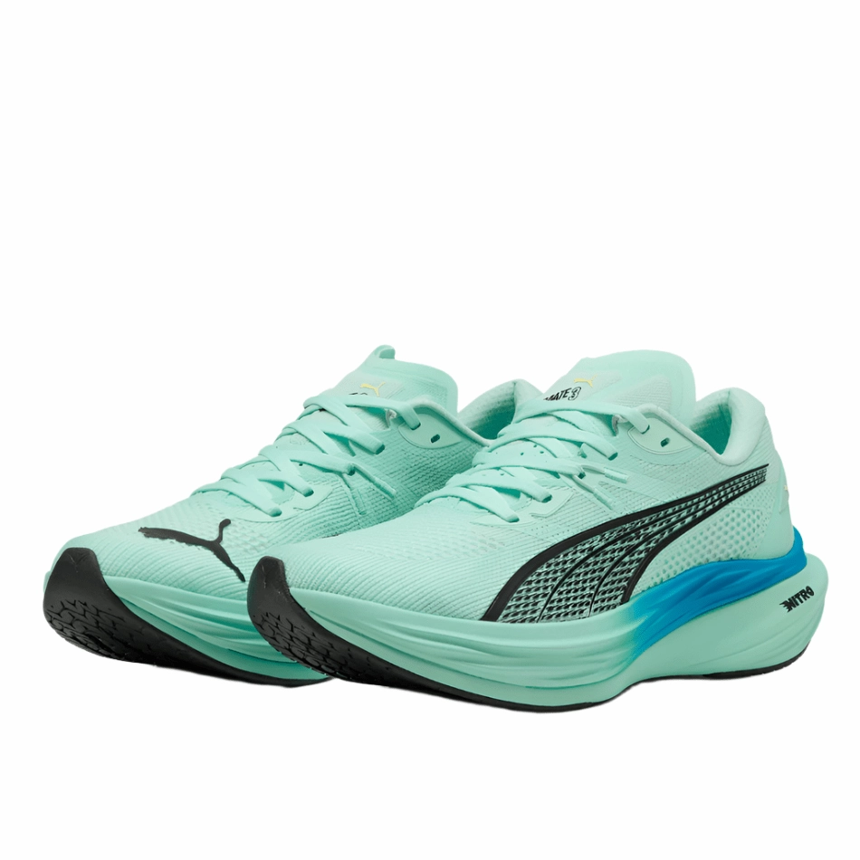 PUMA Men's Deviate NITRO 3 Running Shoes in Mint Melt/Speed Blue AW25 Puma responsive running shoes