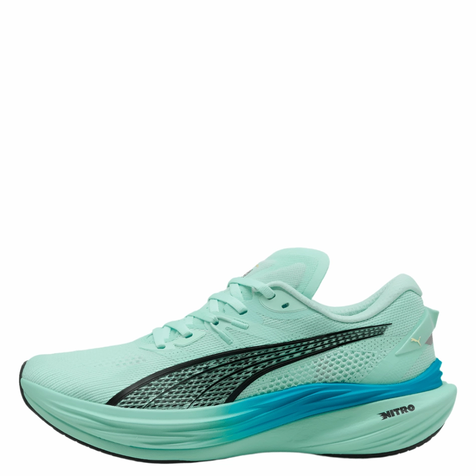 PUMA Men's Deviate NITRO 3 Running Shoes in Mint Melt/Speed Blue AW25 Puma responsive running shoes