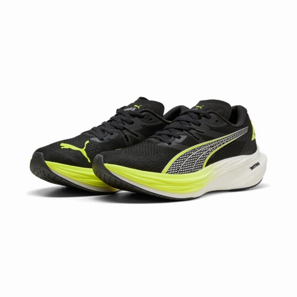 Puma Men's Deviate Nitro 3 Running Shoes in PUMA Black/Yellow Alert SS25 Puma responsive running shoes