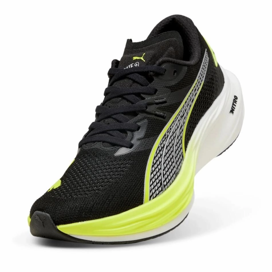 Puma Men's Deviate Nitro 3 Running Shoes in PUMA Black/Yellow Alert SS25 Puma responsive running shoes