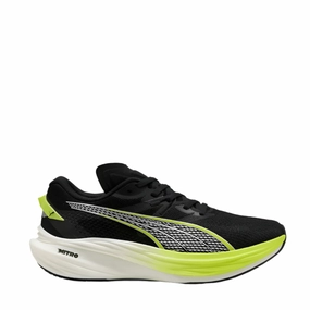 Puma Men's Deviate Nitro 3 Running Shoes in PUMA Black/Yellow Alert SS25 Puma breathable running sneakers for daily runs