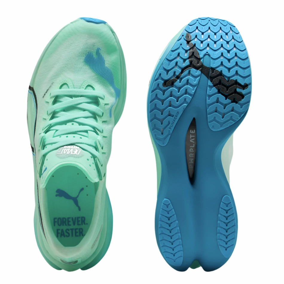 PUMA Men's Deviate NITRO Elite 3 Running Shoes in Mint Melt/Speed Blue AW25 Puma responsive running shoes