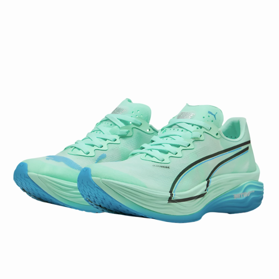 PUMA Men's Deviate NITRO Elite 3 Running Shoes in Mint Melt/Speed Blue AW25 Puma responsive running shoes
