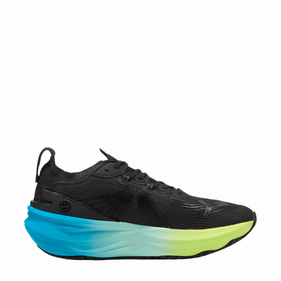 PUMA Men's Foreverrun NITRO 2 Running Shoes in PUMA Black/Fizzy Light/Speed Blue AW25 Puma breathable running sneakers for daily runs