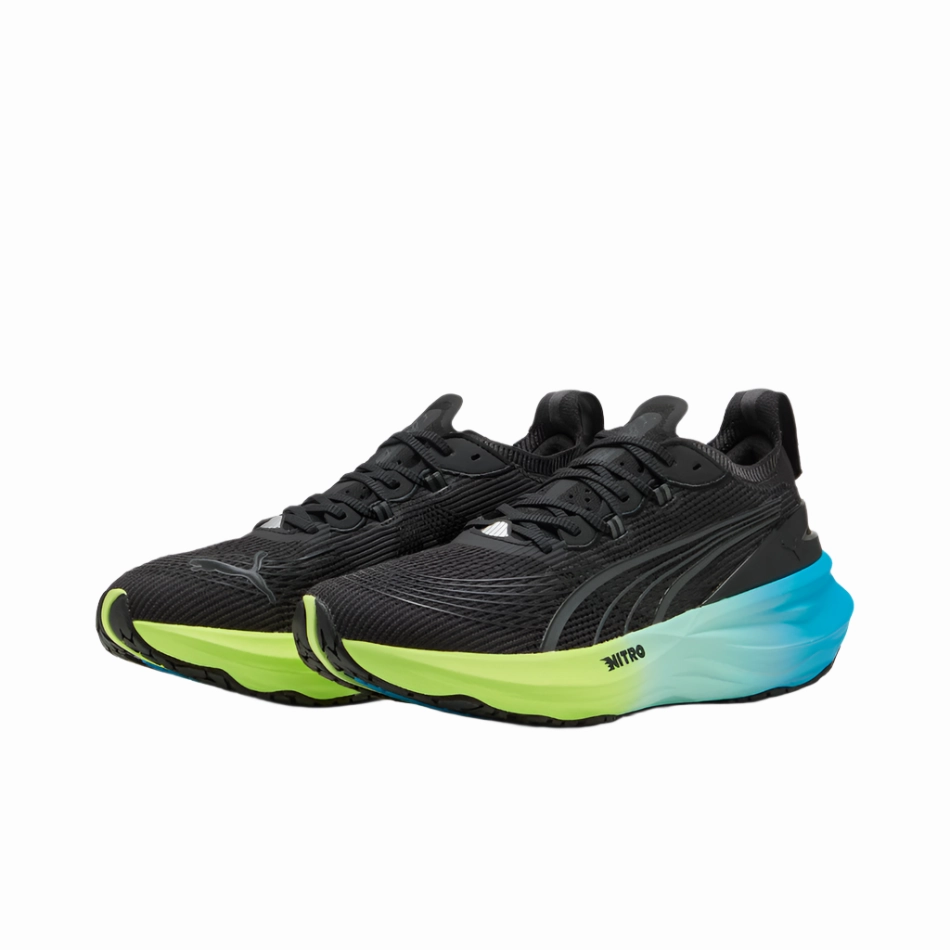 PUMA Men's Foreverrun NITRO 2 Running Shoes in PUMA Black/Fizzy Light/Speed Blue AW25 Puma responsive running shoes
