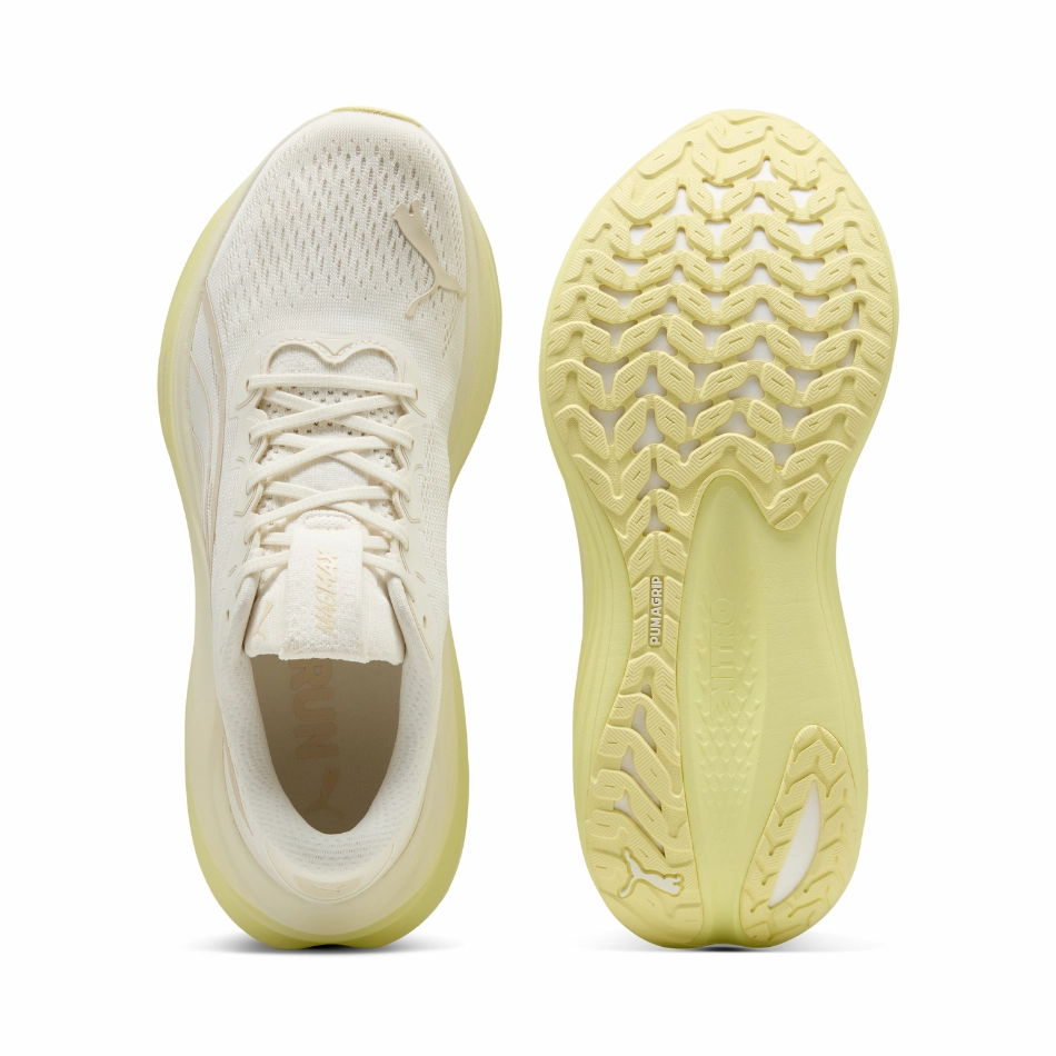 PUMA Men's MagMax NITRO Running Shoes in Warm White/Gold Moon AW25 Puma responsive running shoes