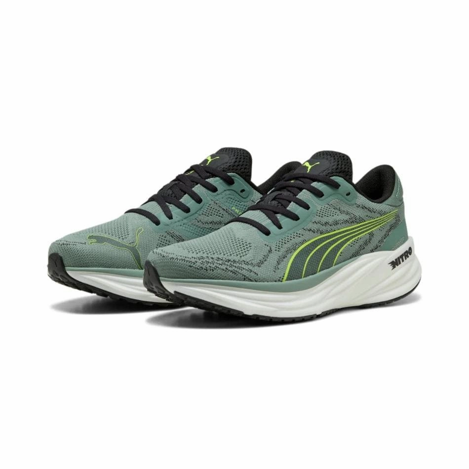 Puma Men's Magnify NITRO 2 Running Shoes in Green Moon/Yellow Alert SS25 Puma responsive running shoes