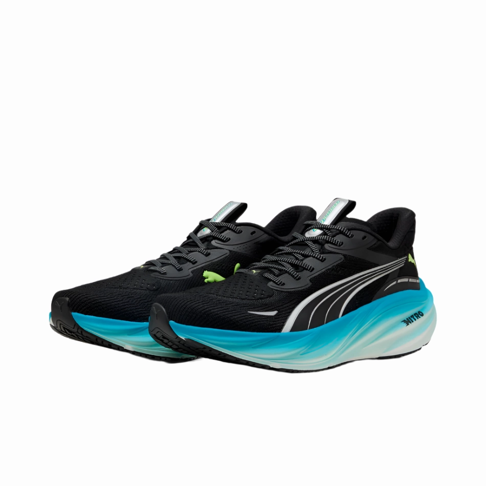 PUMA Men's Magnify NITRO 3 Running Shoes in PUMA Black/Speed Blue AW25 Puma responsive running shoes