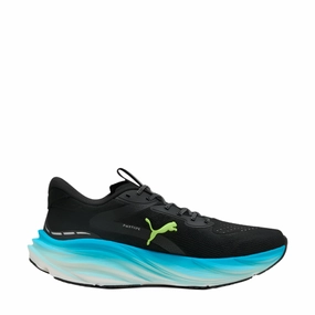 PUMA Men's Magnify NITRO 3 Running Shoes in PUMA Black/Speed Blue AW25 Puma breathable running sneakers for daily runs