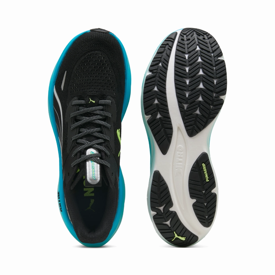 PUMA Men's Magnify NITRO 3 Running Shoes in PUMA Black/Speed Blue AW25 Puma responsive running shoes