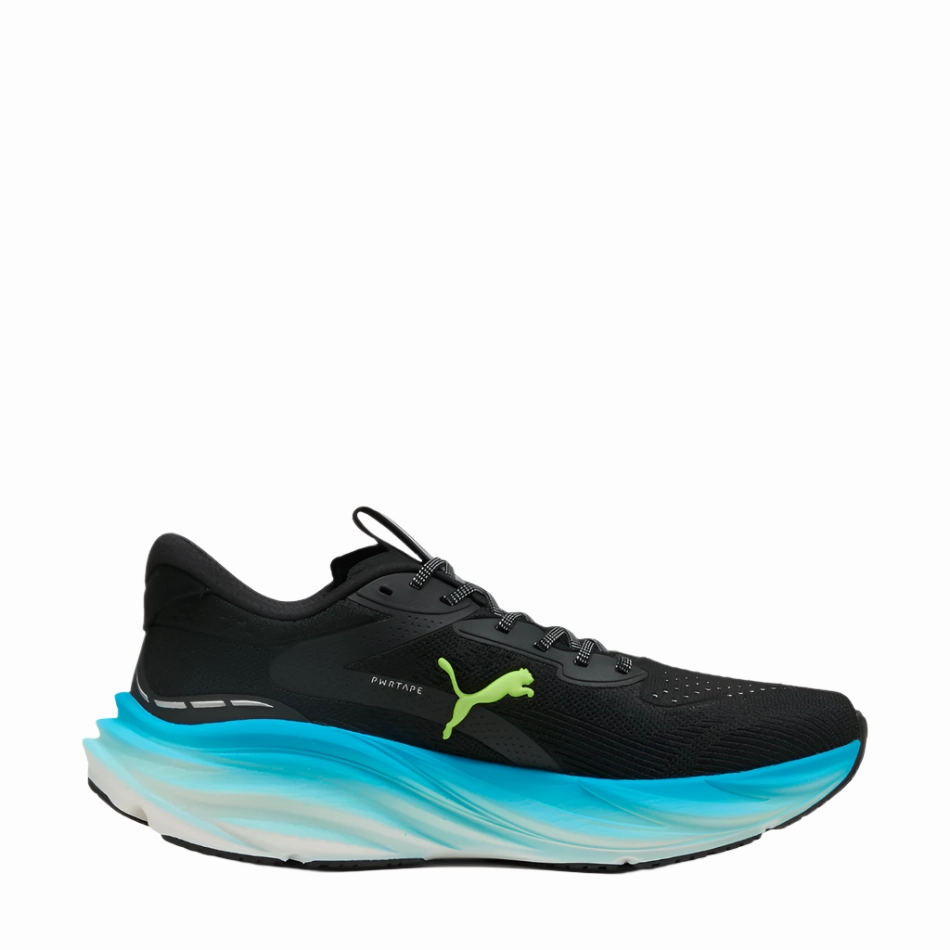 PUMA Men's Magnify NITRO 3 Running Shoes in PUMA Black/Speed Blue AW25 Puma breathable running sneakers for daily runs