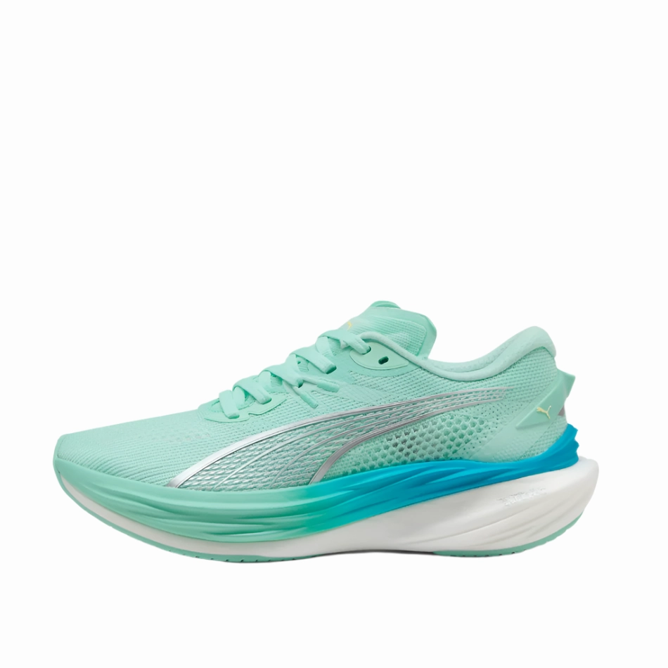 PUMA Women's Deviate NITRO 3 Running Shoes in Mint Melt/Speed Blue AW25 Puma responsive running shoes